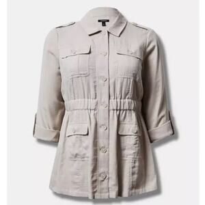 Torrid Neutral Double Gauze Utility Anorak 3X NWT 40365334 Chateau Gray